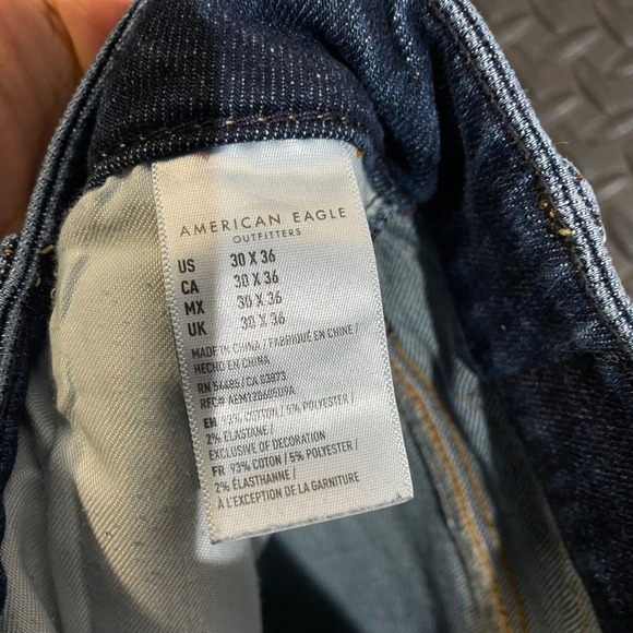 American Eagle Straight‎ Next Level Denim Dark Wash Blue Jeans Men's Size 30x36 - Picture 5 of 10